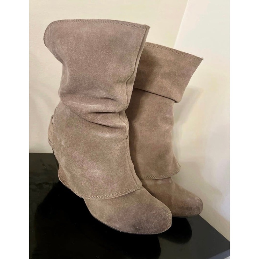 Modcloth Leather Slip On Braided‎ Suede Ankle Boots